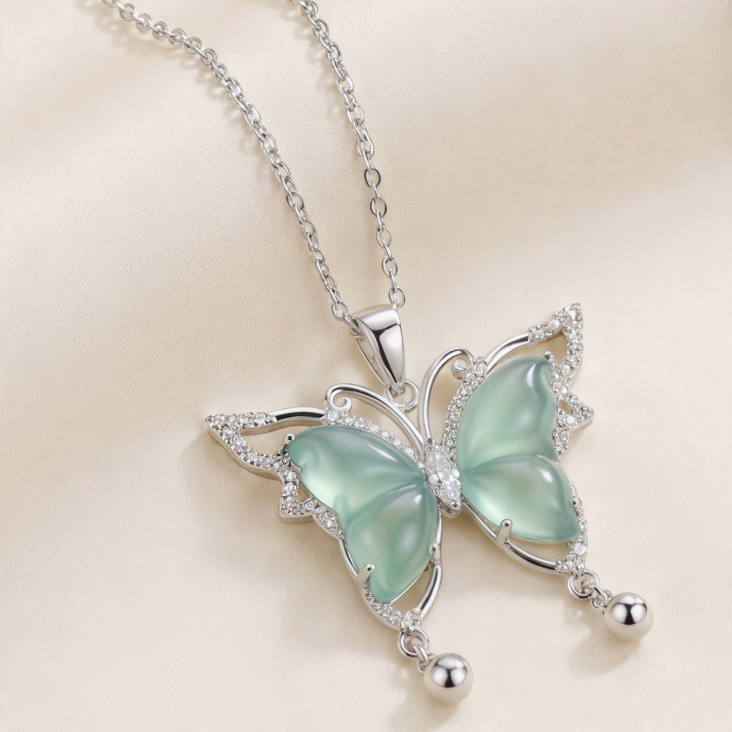 Silver Butterfly Pearl Drop Pendant Necklace ✨🦋
