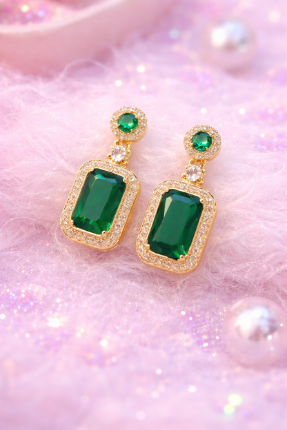 Emerald Royale Crystal Jewelry Set for Women 💚✨ (Necklace, Earrings & Ring)
