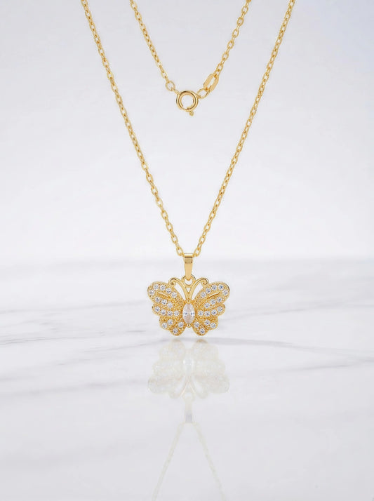 Gold Butterfly Pendant Necklace Haya